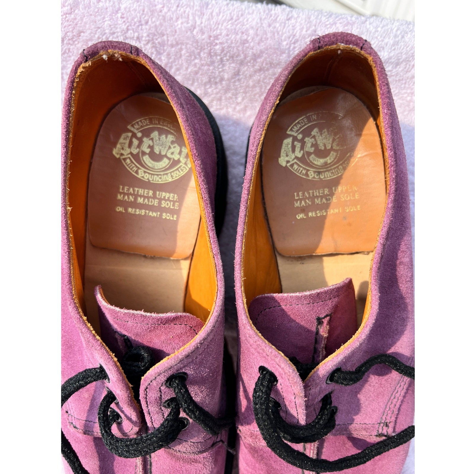 Rare Vintage 90s Dr Martens 8380 Purple Suede 3-Eye Oxford Shoes Made in England