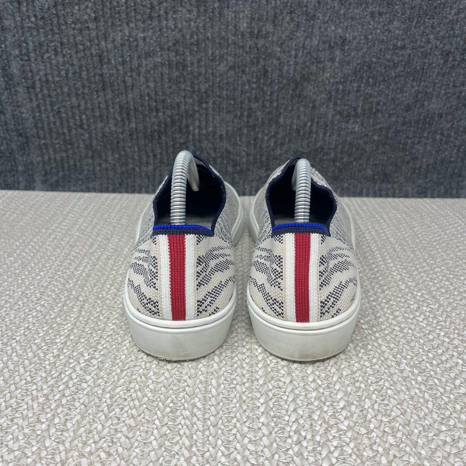 Rothy’s The Original City Slip On Sneaker Maritime Tiger White Grey Women’s 6.5