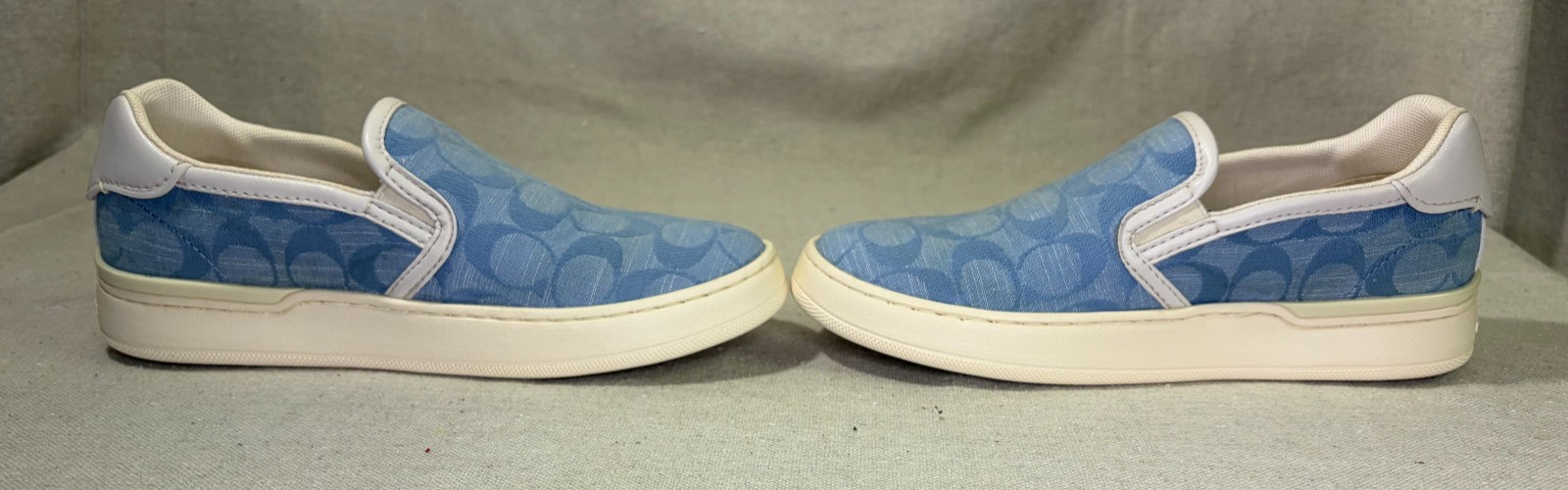 Coach CA448 Signature Canvas Slip-On Sneaker Women’s 5B Blue White