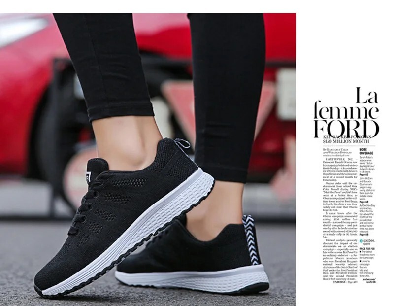 Women’s Fashion Sneakers Casual Walking Shoes Breathable Flats White Gym Style