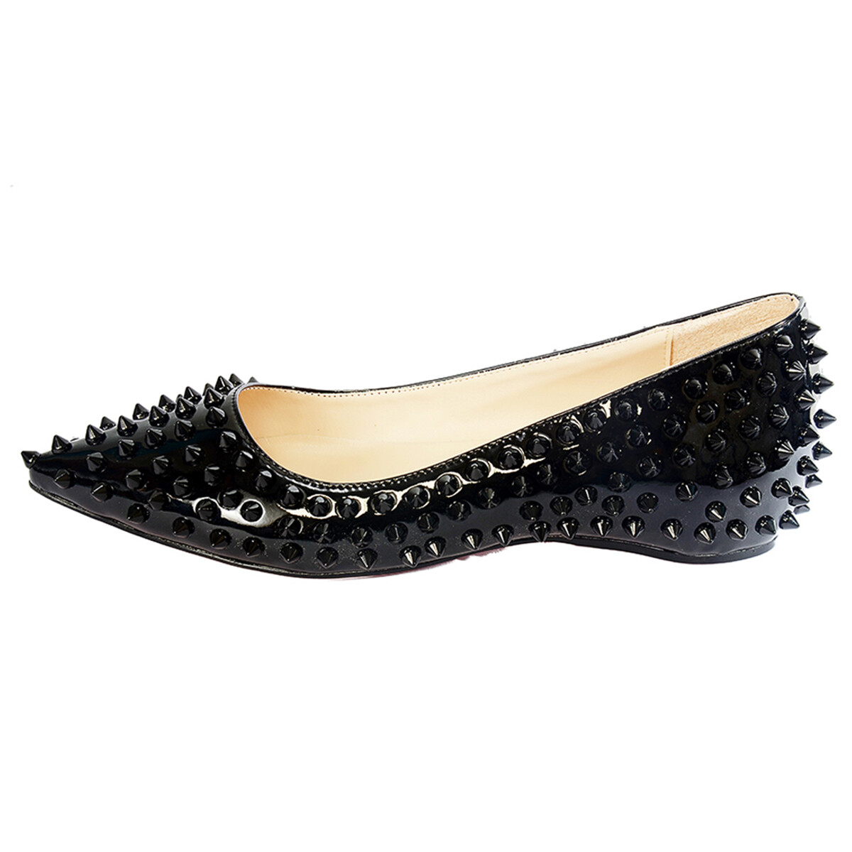 Onlymaker Ladies Pointed Toe Rivet Studded Ballet Flat Casual Comfortable Shoes