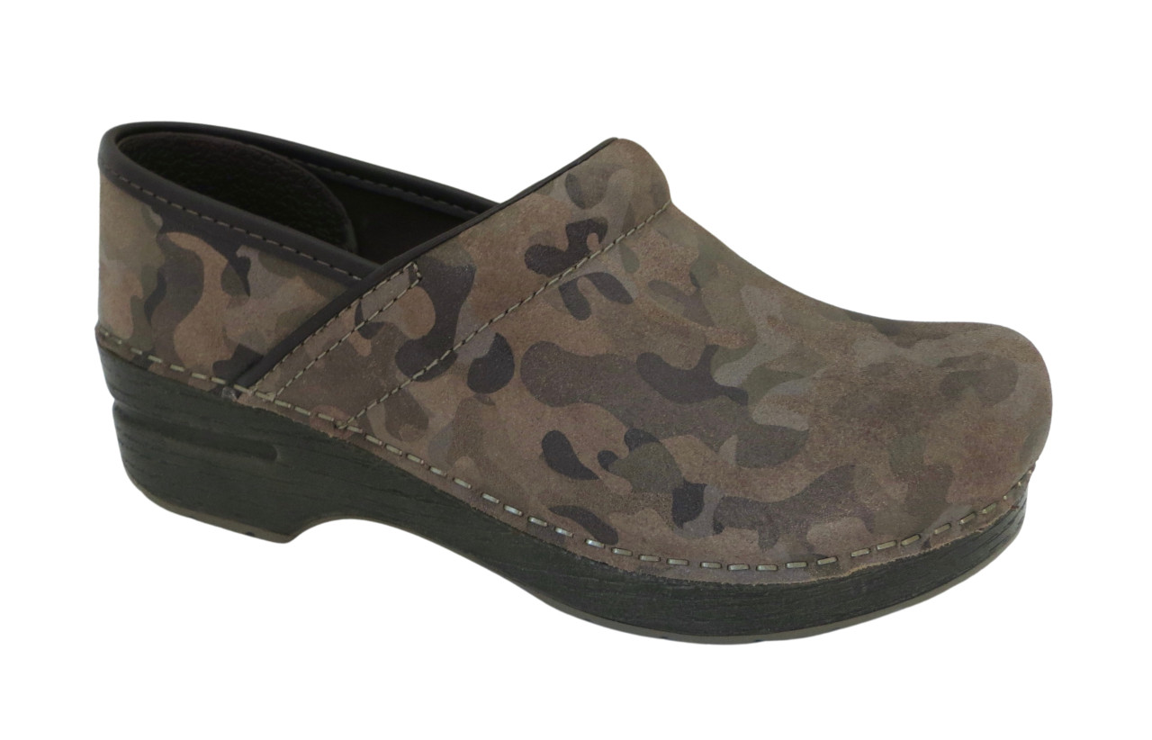 New NIB Dansko Brown & Army Green Camo Suede Professional Clog 37 38 39 40 41 42