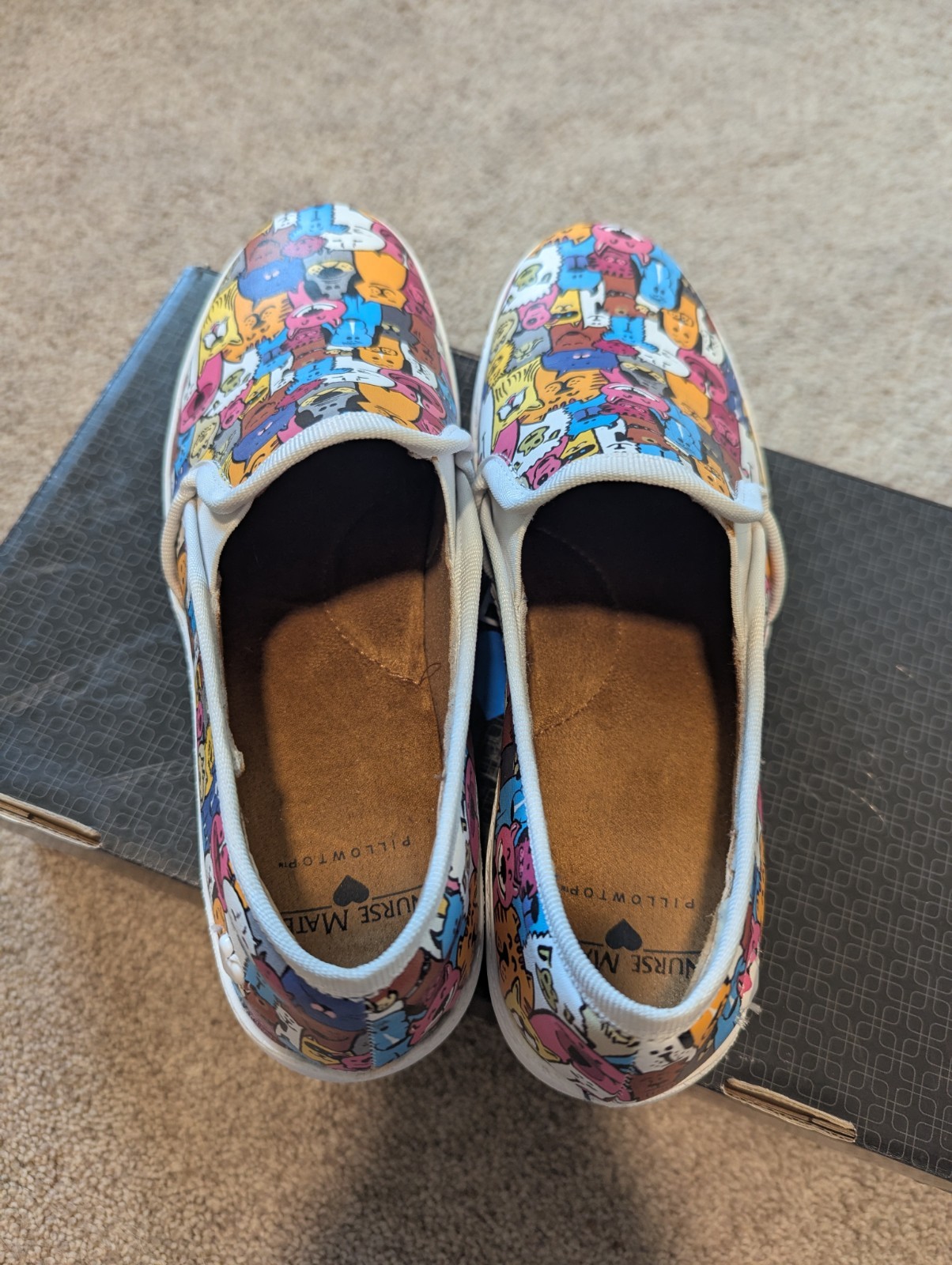 Nurse Mates Adela Multi Color Animals Slip On Slip Resistant Size 6.5 NIB