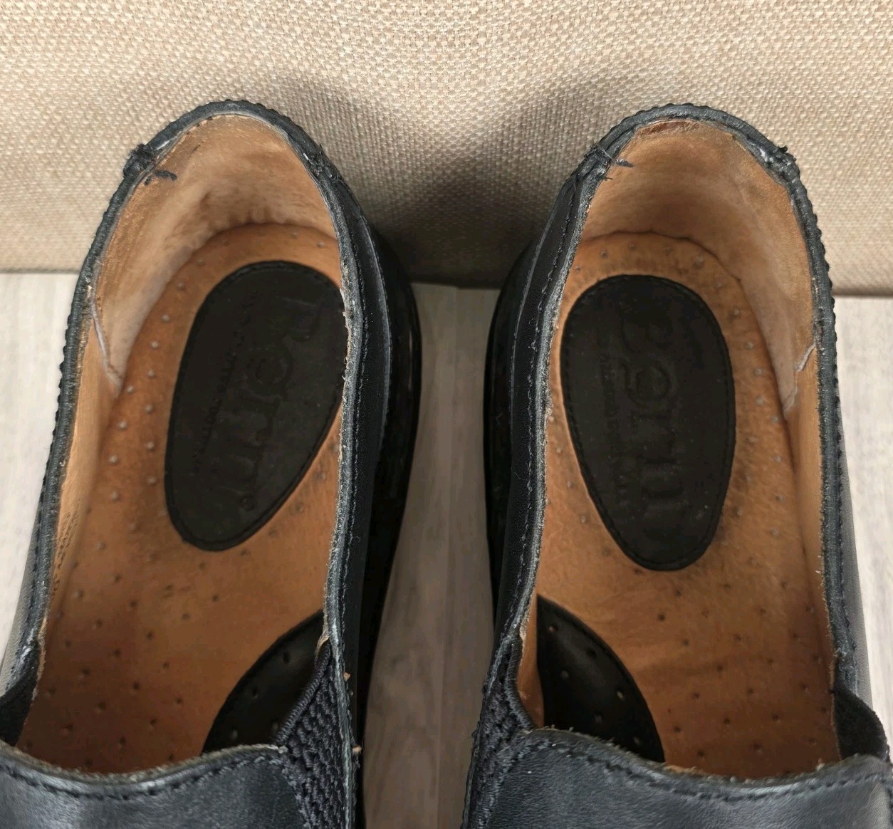 Born Black Leather Slip-on Loafer Shoes Womens Size US 9 EU 40.5 Casual Comfort