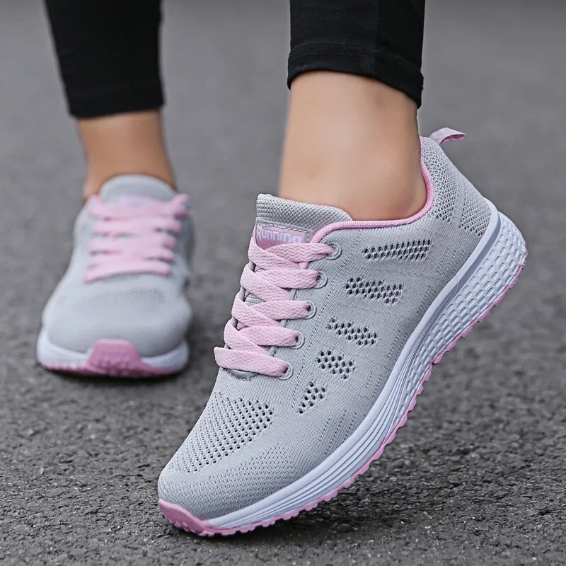 Women’s Fashion Sneakers Casual Walking Shoes Breathable Flats White Gym Style