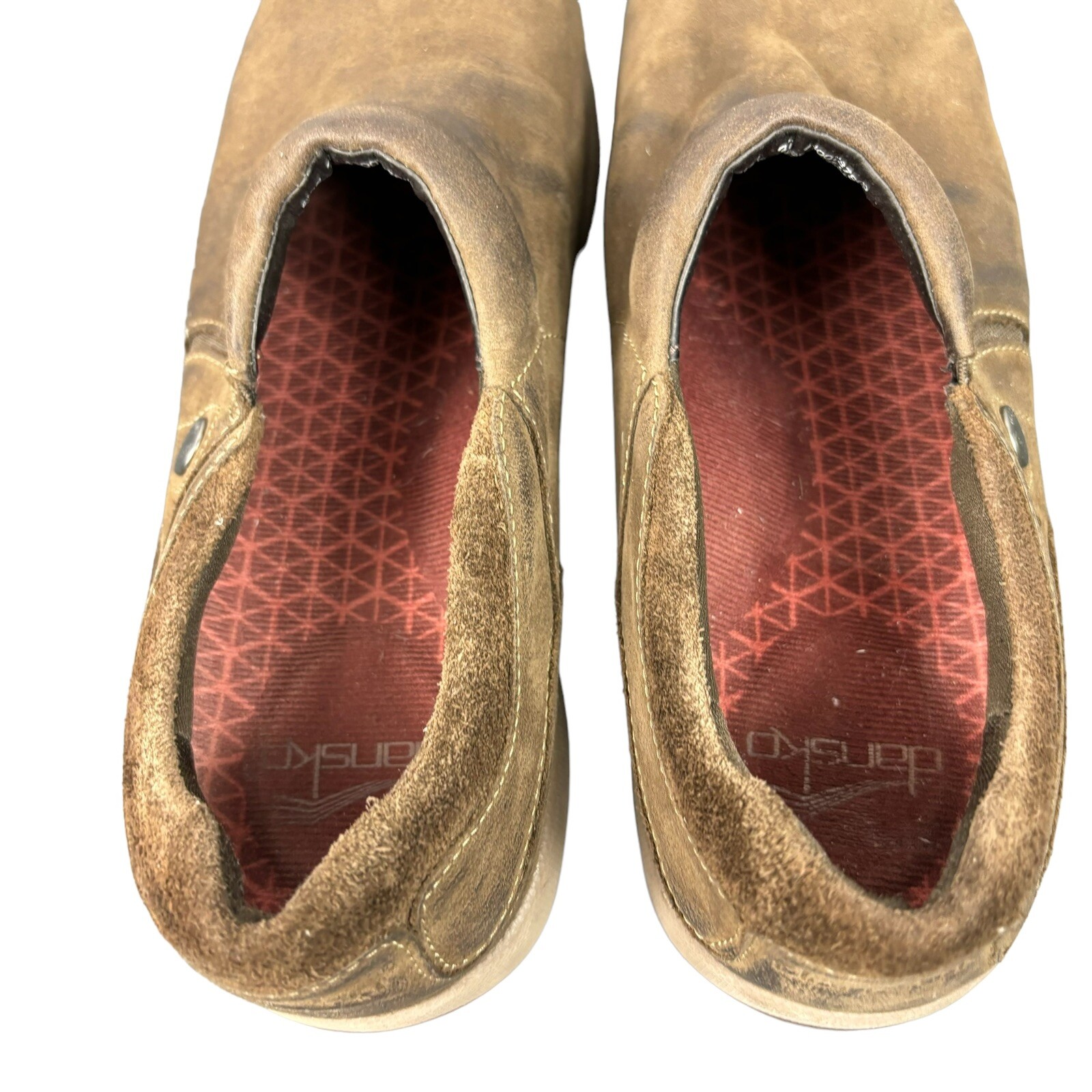 Dansko Patti Nubuck Brown Leather Slip On Vibram Soles Women 6.5-7/EUR 37