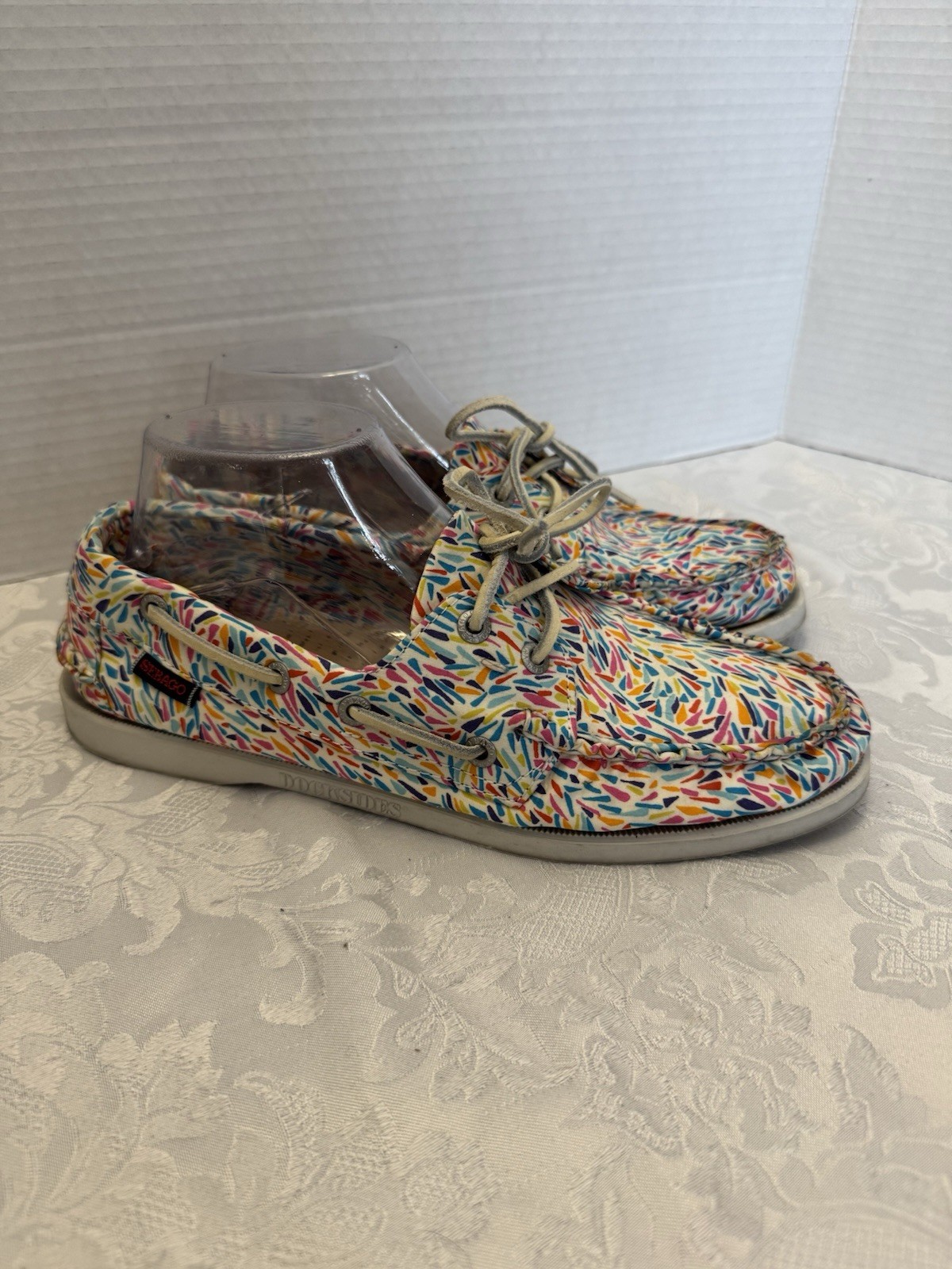 Sebago Docksides Boat Shoe Karter Print Women’s 9M Preppy Comfort Fabric
