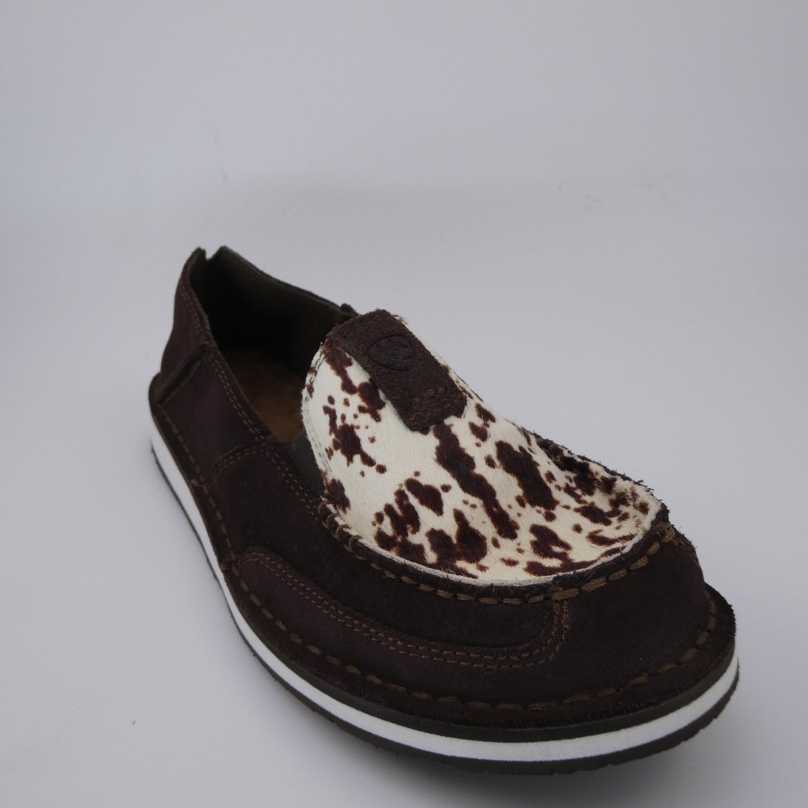 Ariat Cruiser Boat Shoe Leather Loafer Chocolate Chip Suede/Spotted Hair US: 7.5