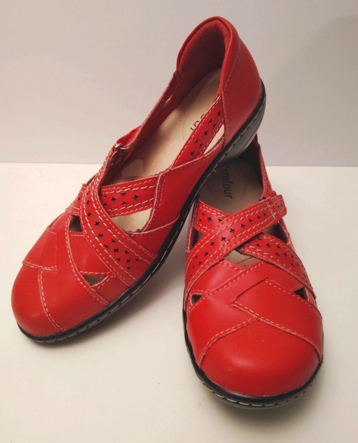 Irrefour Women’s Comfort Leather Red Loafers Shoes Size 6 EU37 UK4