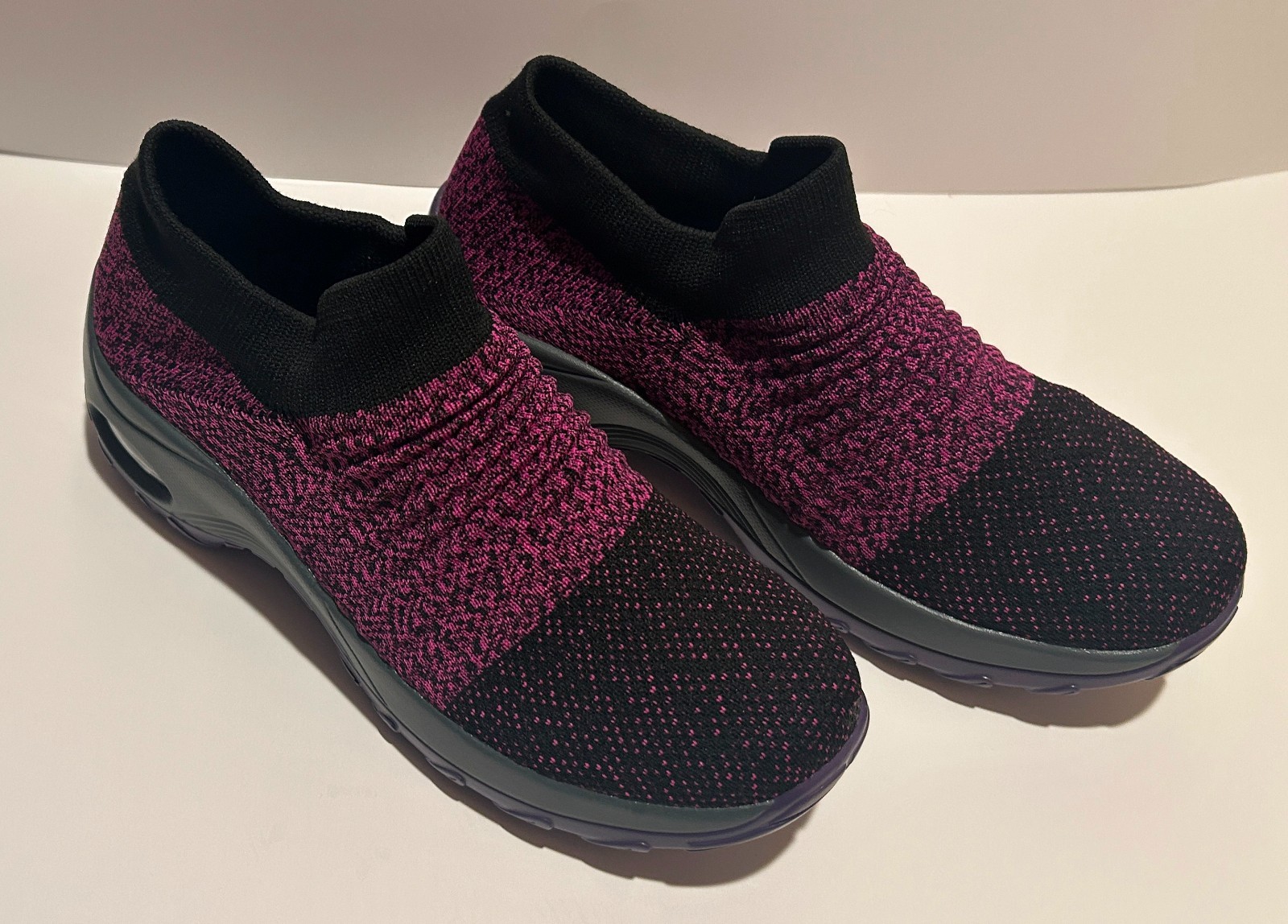 Slow Man Women’s Walking Shoes Sock Sneakers Purple/Black Size 9