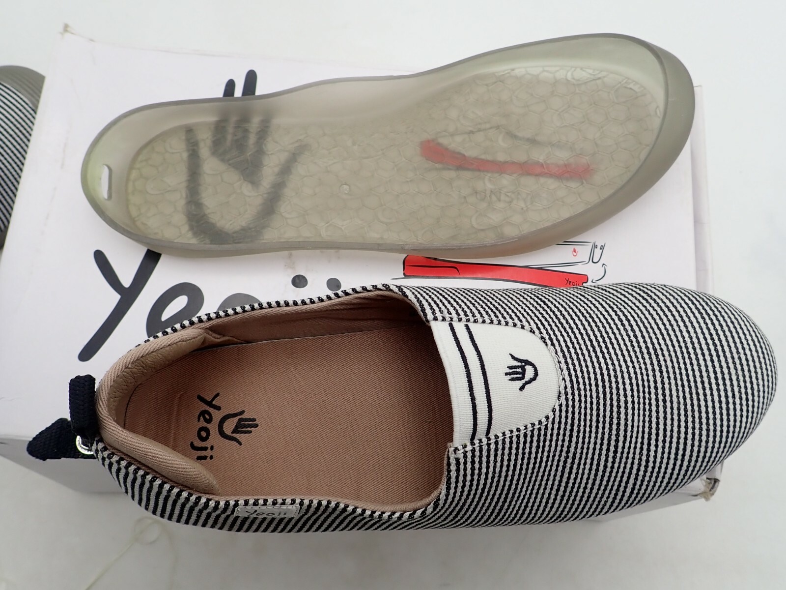 Yeoji Women’s Black & White canvas Slip On Sneaker Shoes 6 -11 removable outsole