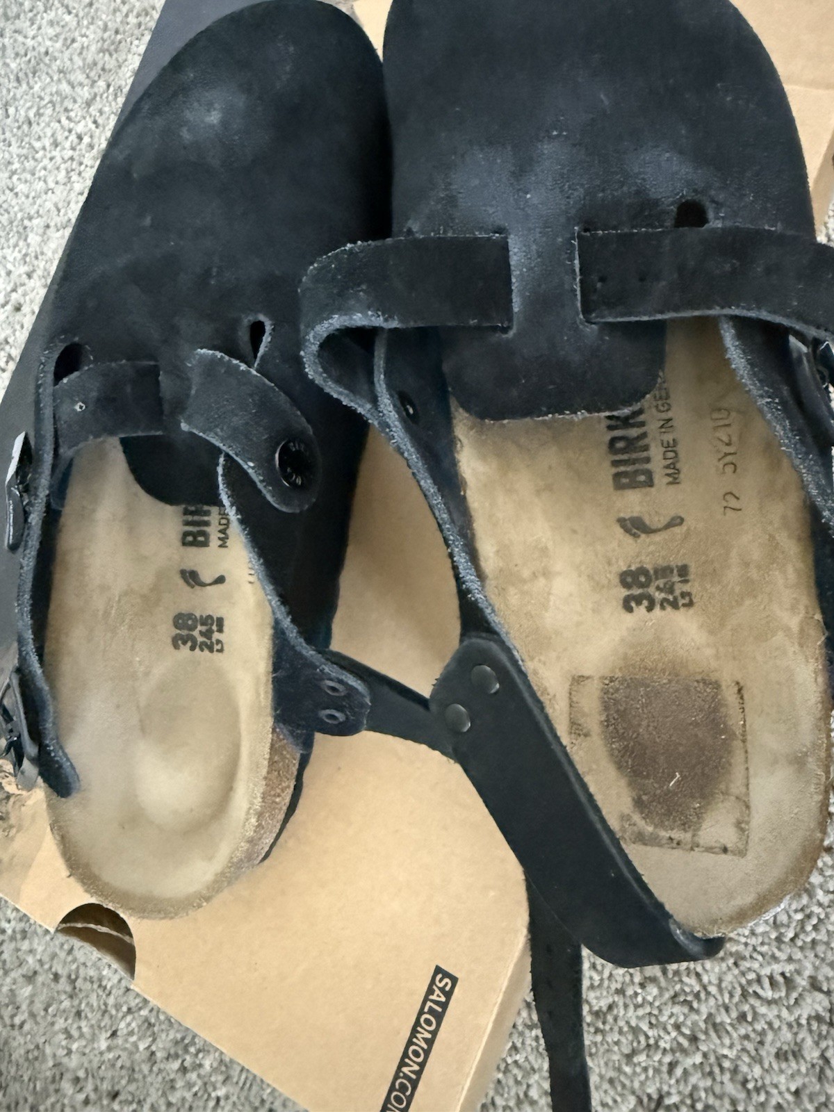 BIRKENSTOCK TOKIO BLACK SUEDE CLOG MULE SIZE EU 38 NARROW US 5 MENS 7 WOMENS