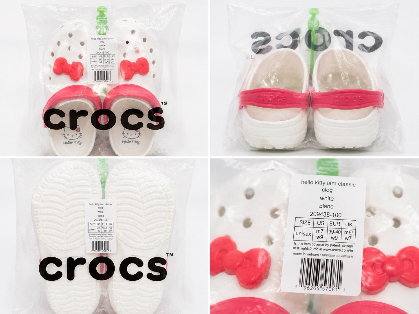 Crocs Hello Kitty I Am Classic Clog White/Pink EU 39-40 Slip On Comfort