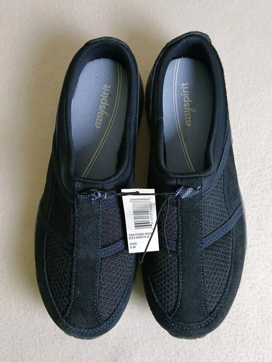 Easy Spirit Argyle Cushioned Walking Clog Slip-On Shoes Navy 9M NWB