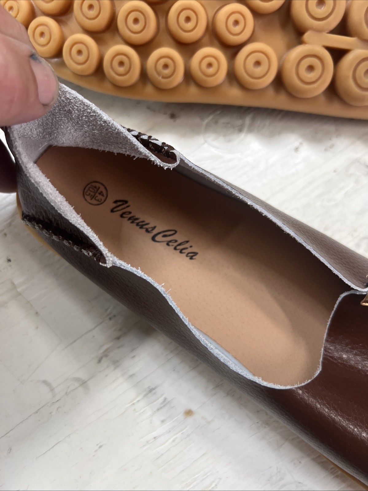 Venus Celia Loafer Women’s Brown Leather Flats Size 43 US 10.5 – Comfort Walkin