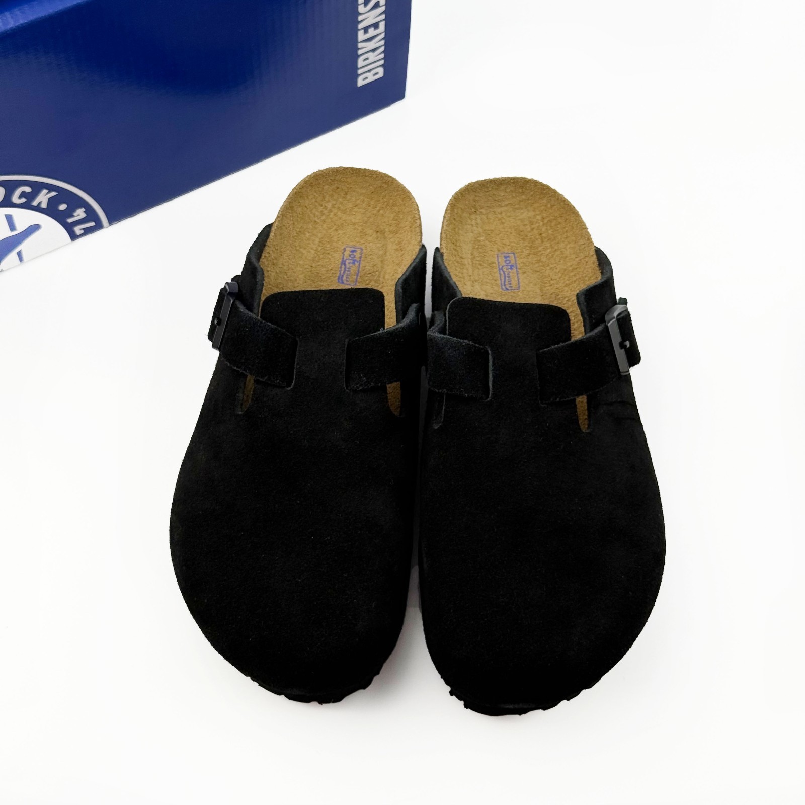 Birkenstock Boston Soft Footbed Suede Leather Black Clog Unisex Shoes New