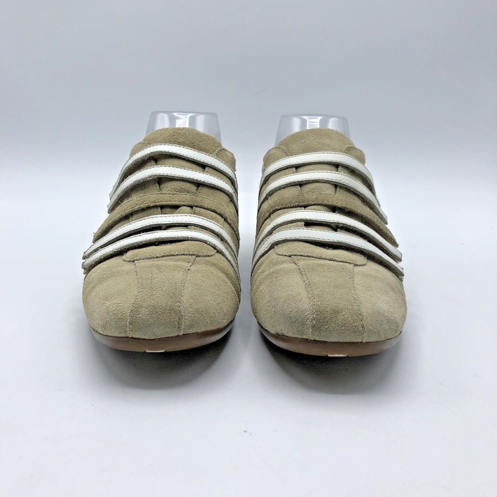 ECCO Women Beige White Hook and Loop Fastener Sneaker Shoe Size 7.5 Pre Owned