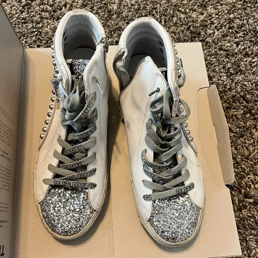 Golden Goose Slide Sneakers White Ice Swarovski Silver NWT – Women’s Shoes – NEW