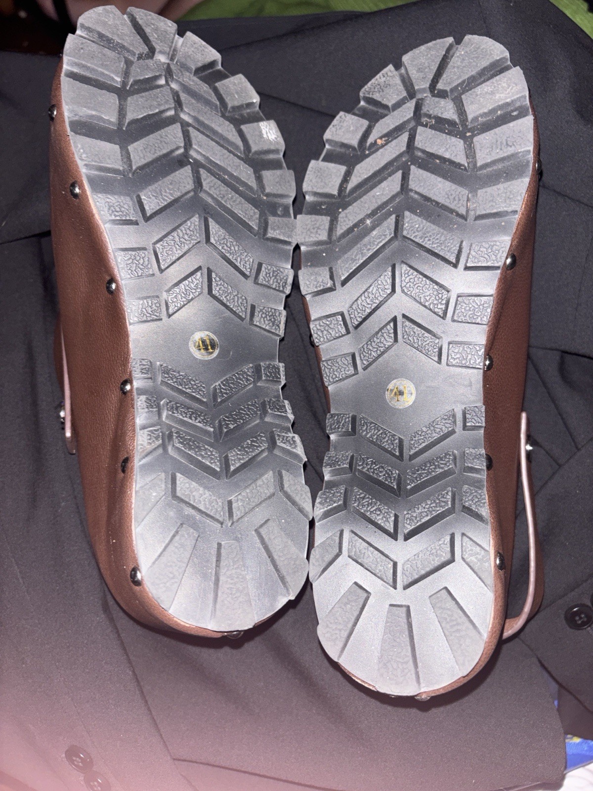 Women’s Black Studded Slip-On Clog Sandal – Secure Strap Comfort size 41