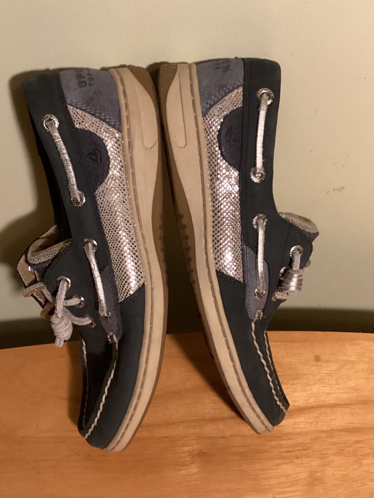 Sperry Women’s Top-Sider Blue Koifish Textured Stripe Slip On Boat Shoe Size 5M