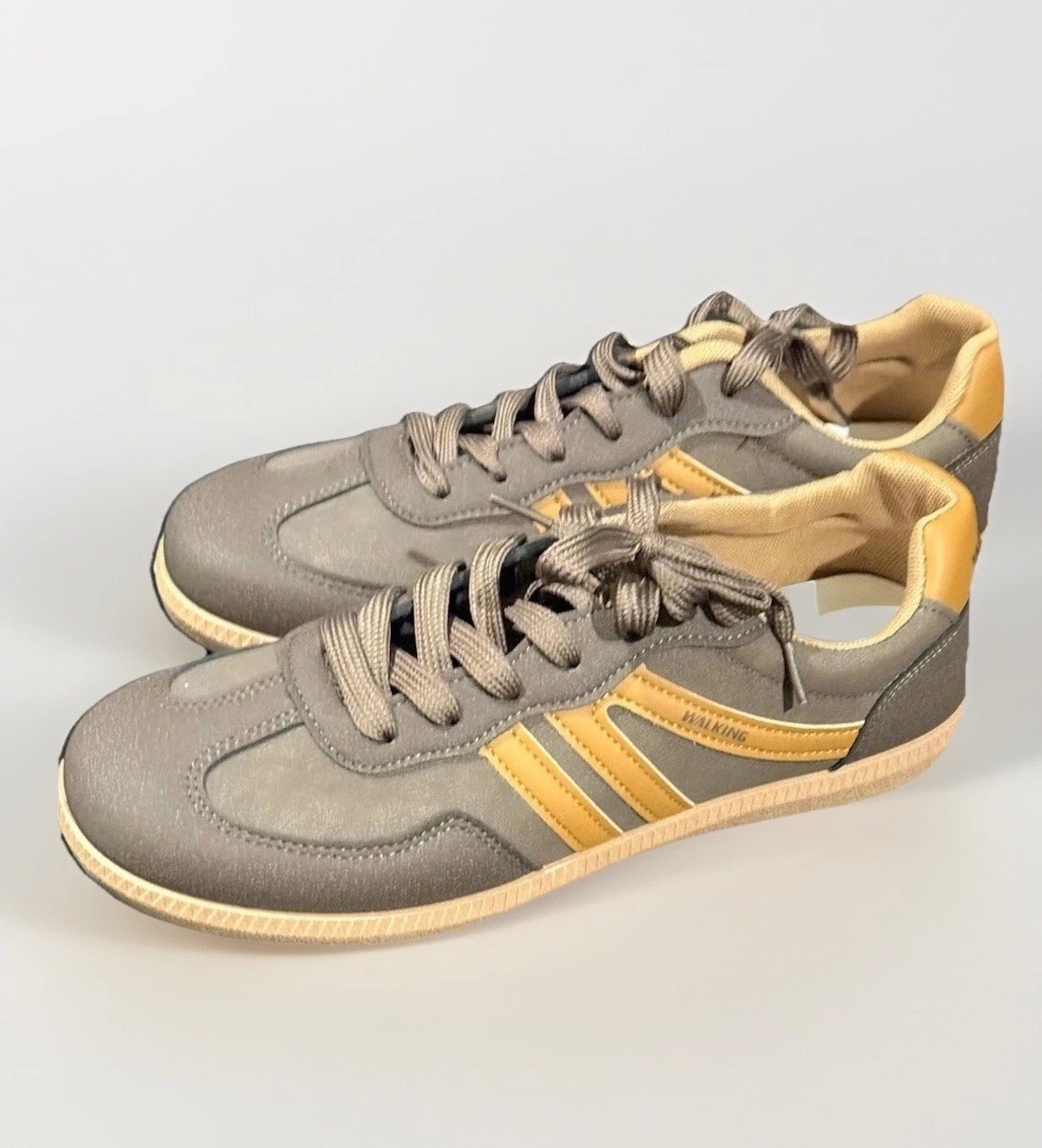 Women’s “Tik Tok” Brown Tan Striped Walking Tennis Shoes Sneakers Size 9.5 New