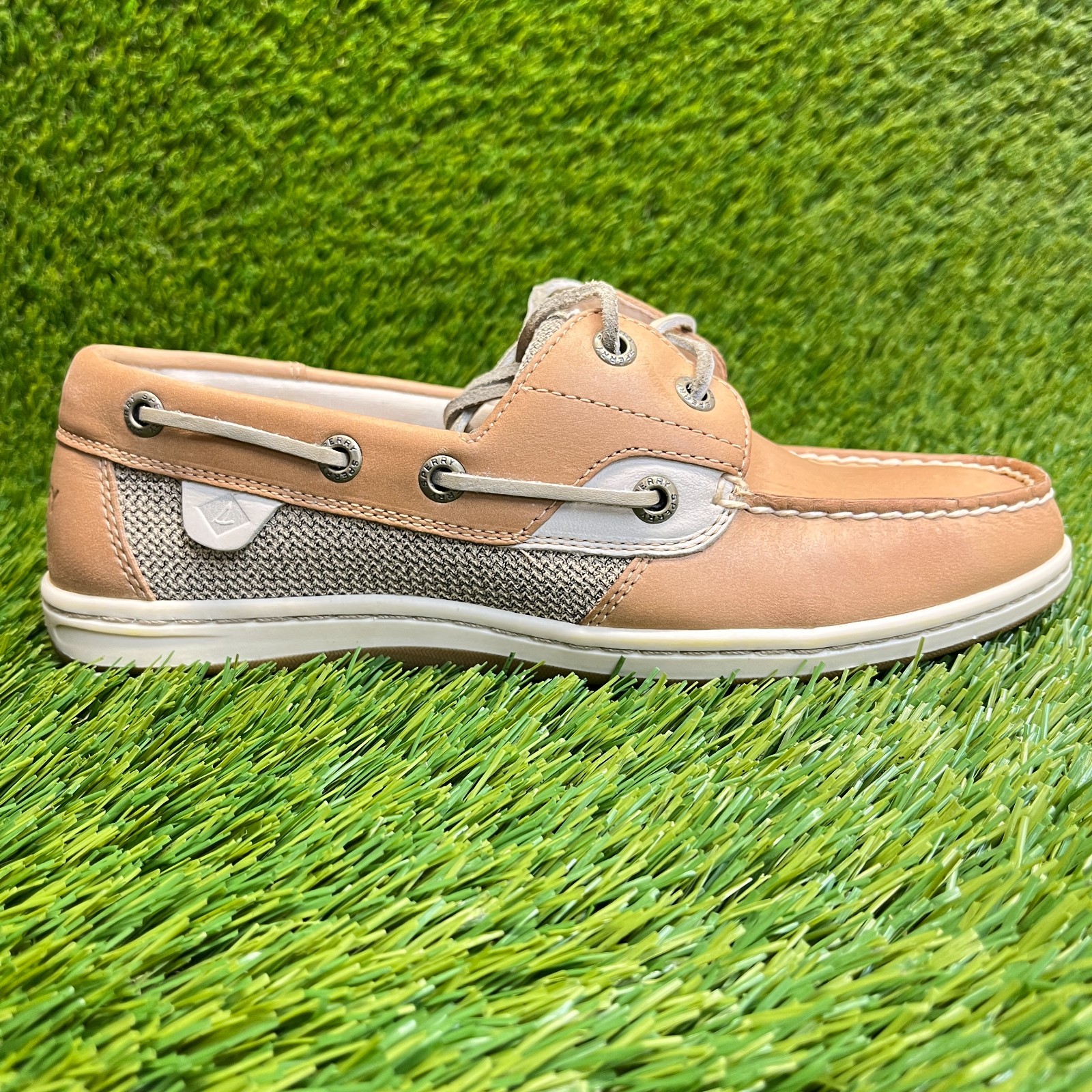Sperry Koifish Womens Size 6.5 Brown Beige Outdoor Leather Slip On Boat Shoes
