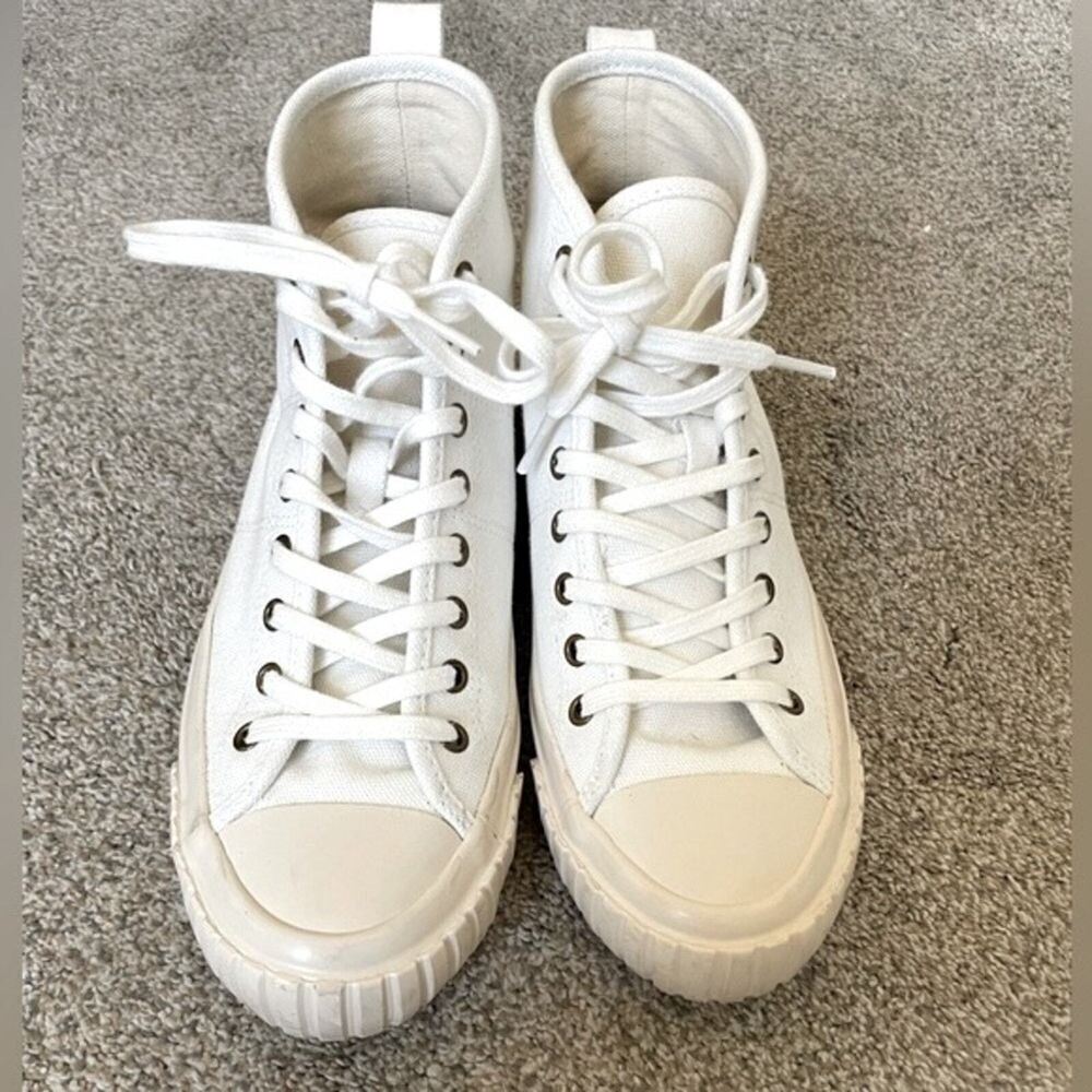 J.Crew – Classic High-Top Sneakers Upper Cloth & Rubber Sole – Cream – Size 6.5