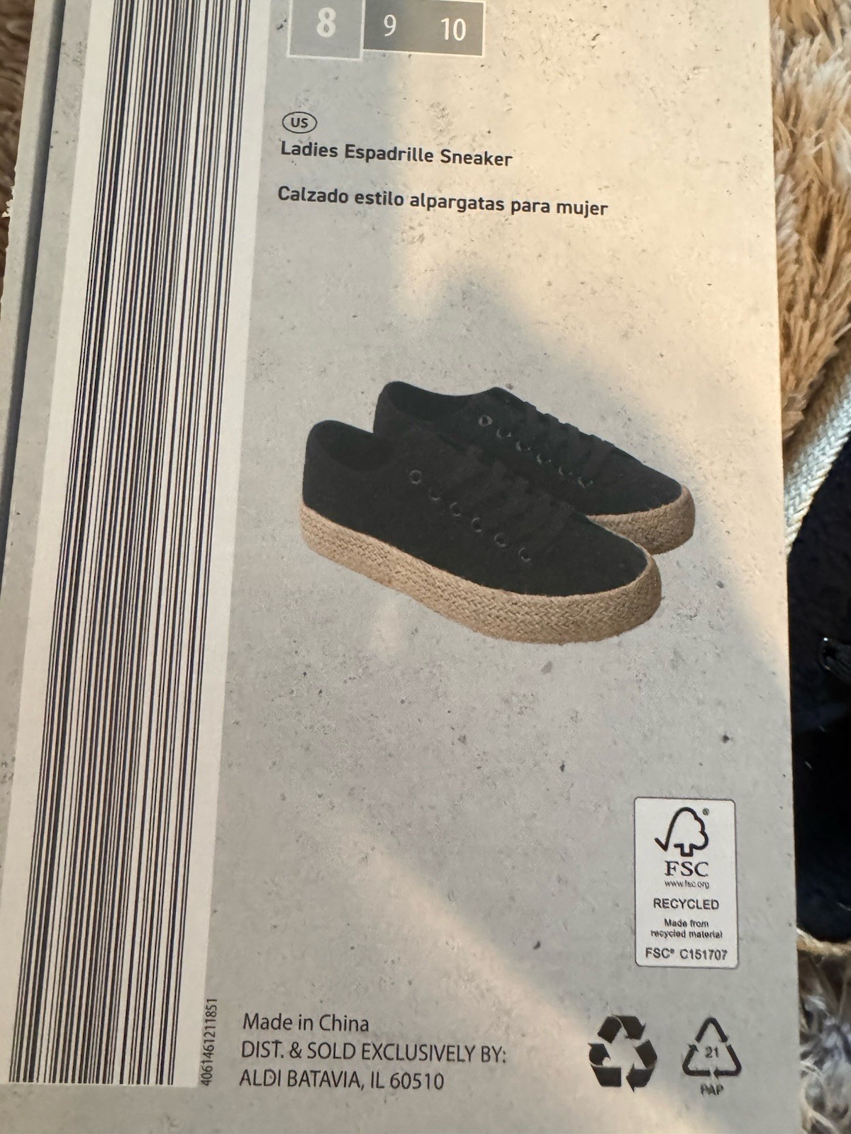 Black Eyelet Lace Espadrille Sneaker New In Box Size 8