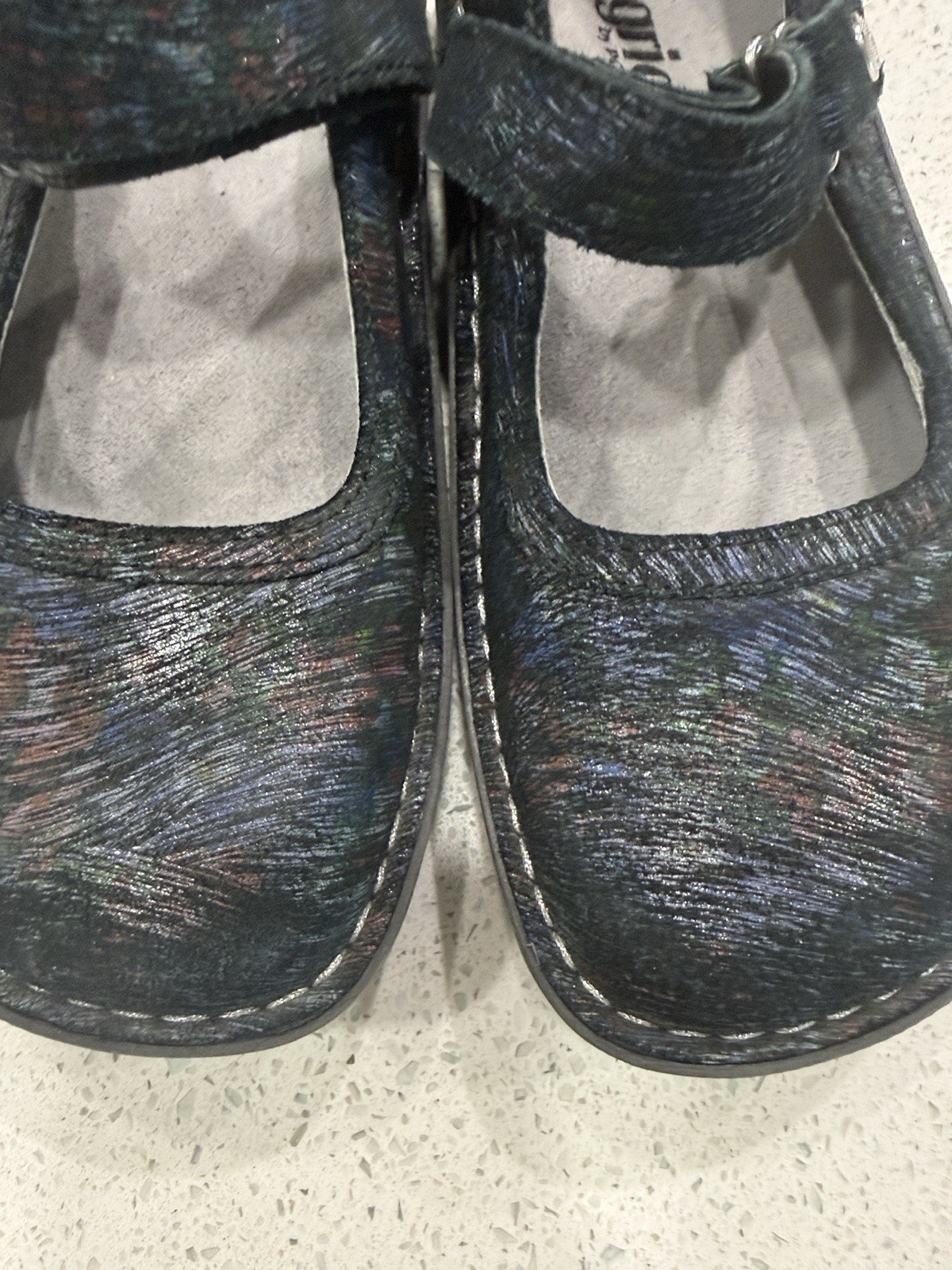 Alegria BEL-316 BEL-640 Black Multicolor Leather Mary Jane Shoes Women’s EU 38