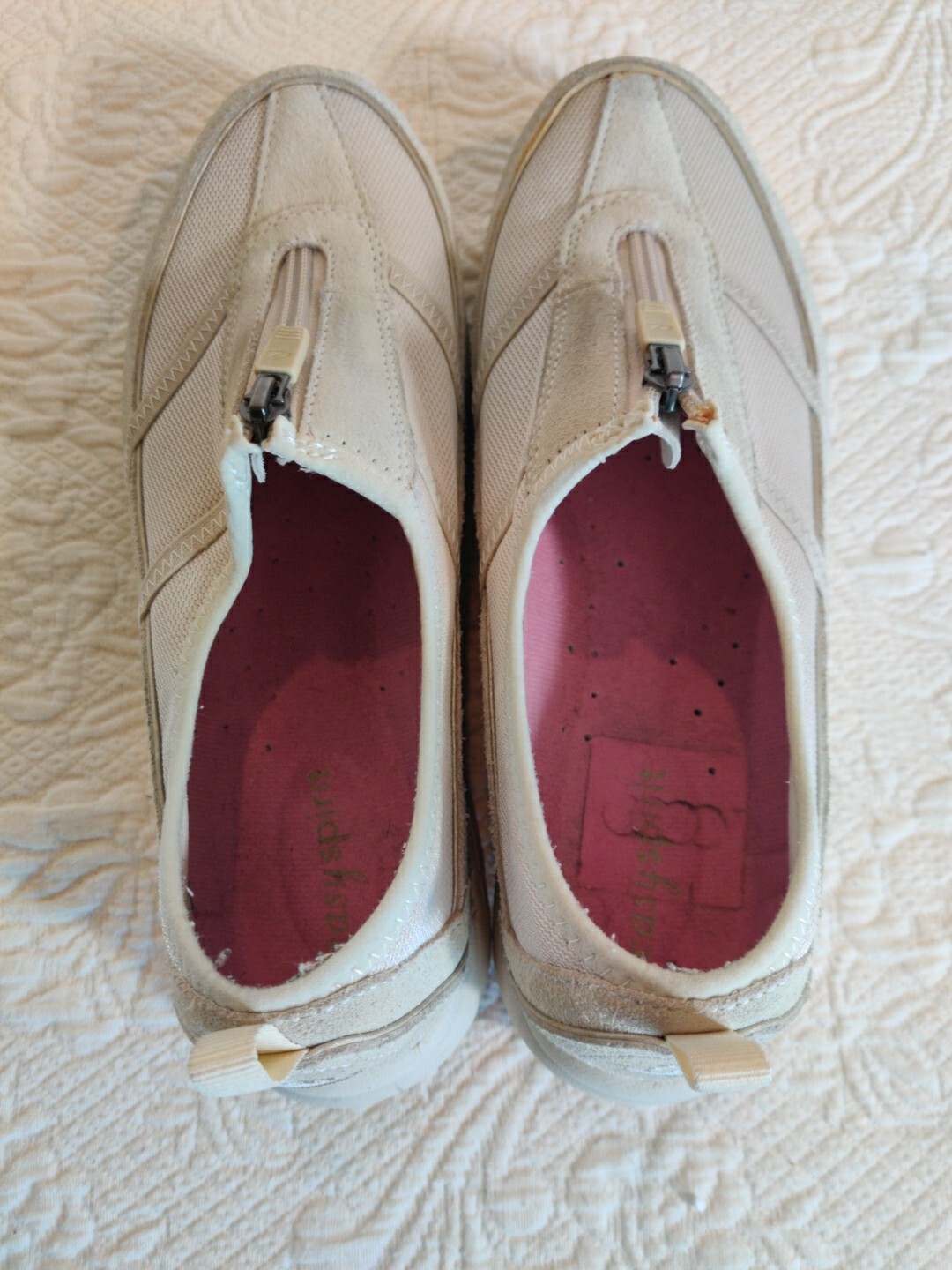 Easy Spirit Upper Leather Zipper Front Slip-on Athletic Activewear Shoes