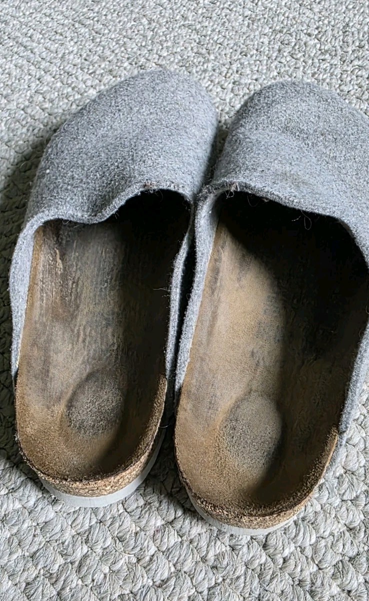 Birkenstock Amsterdam Light Gray Wool Felt Clogs Slides Boston Size 39 Regular