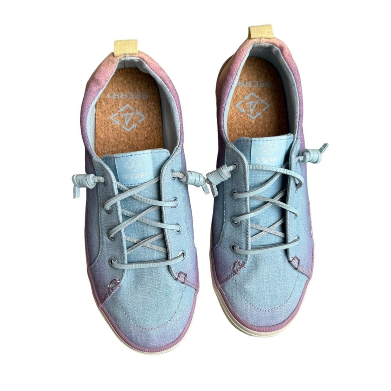 Sperry Crest Vibe Shimmer Fade Sneakers Ombré Cork Woman’s size 8.5