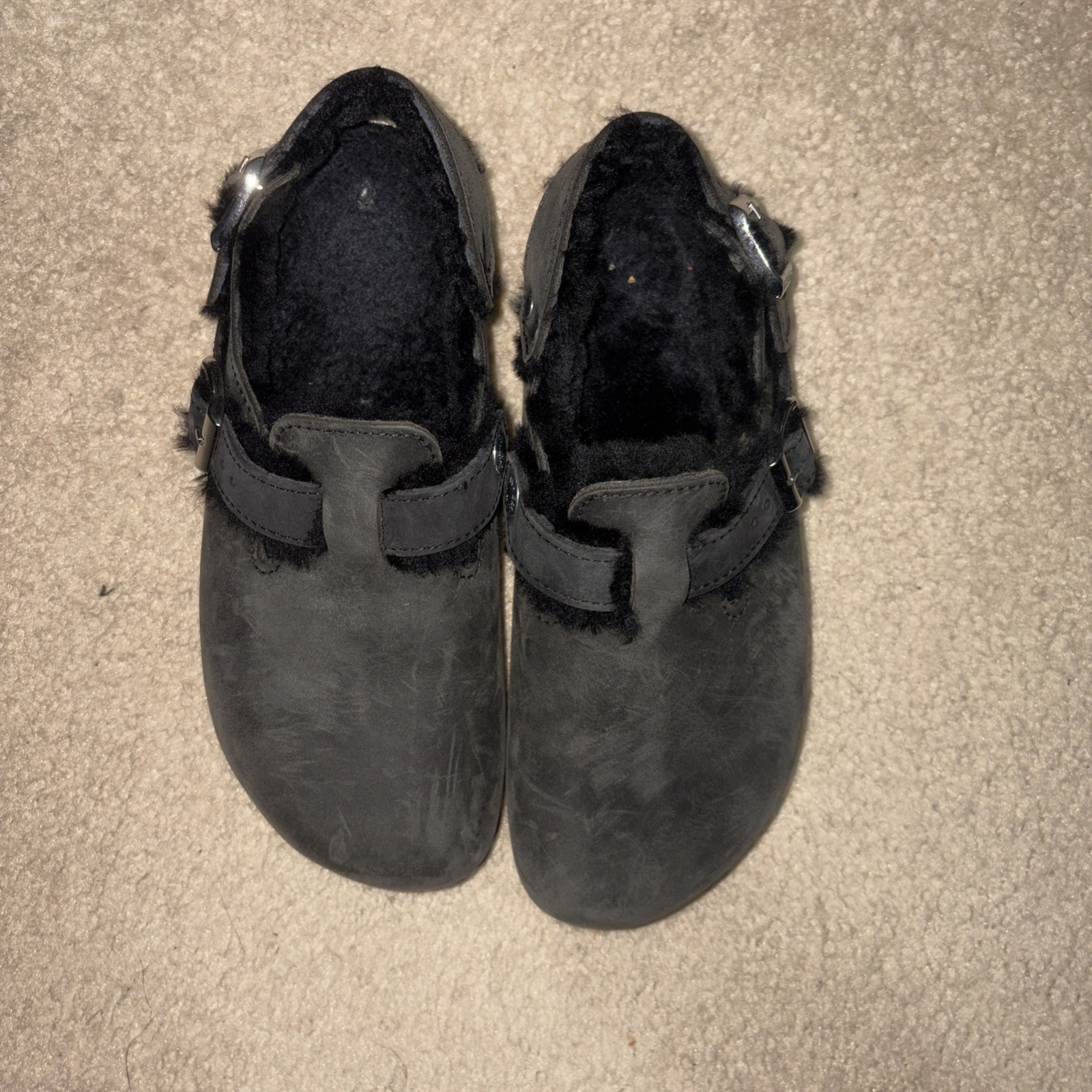 Birkenstock Tokio Shearling Black Natural Leather oiled clogs – US Women size 4