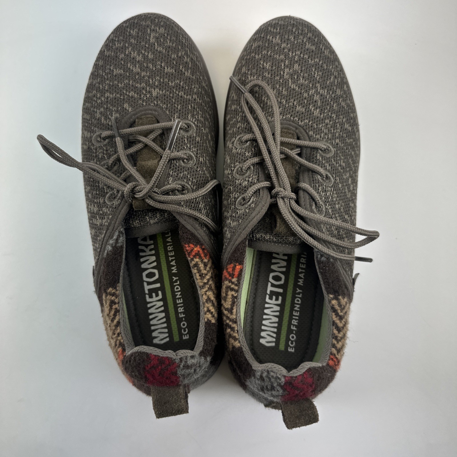 Minnetonka Eco Anew Sneaker Morel Limited Edition Brown Knit Fabric Womens 6.5