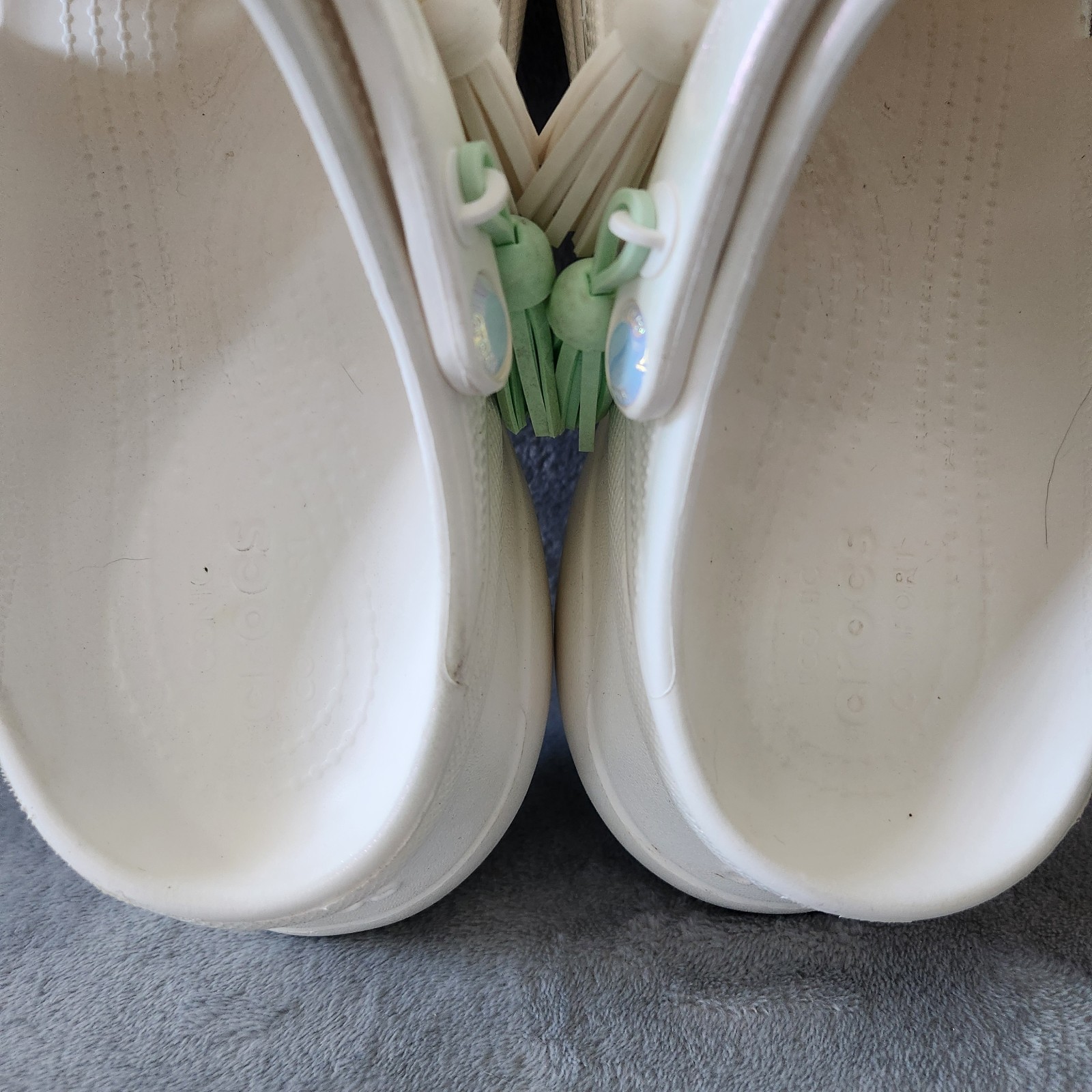 CROCS Classic Bae Festival Womens Iridescent White Tassel Platform Shoes Size 10