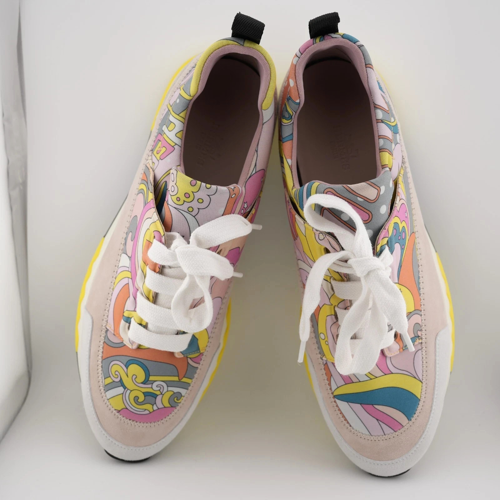 Hermes Multicolor Print Canvas and Suede Stadium Low Top Sneakers Women’s 9