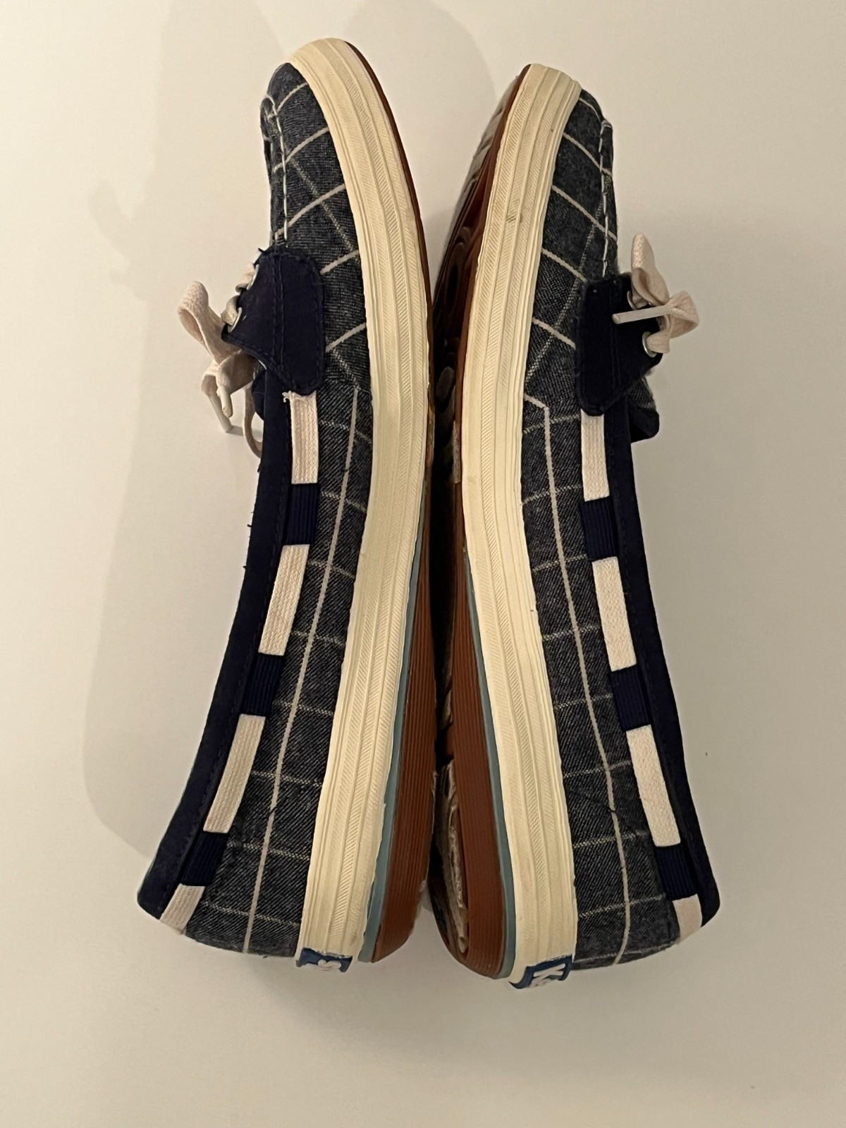 Keds Glimmer Blue & White Stripe Tie Toe Slip On Boat Shoes Women’s Size 8.5
