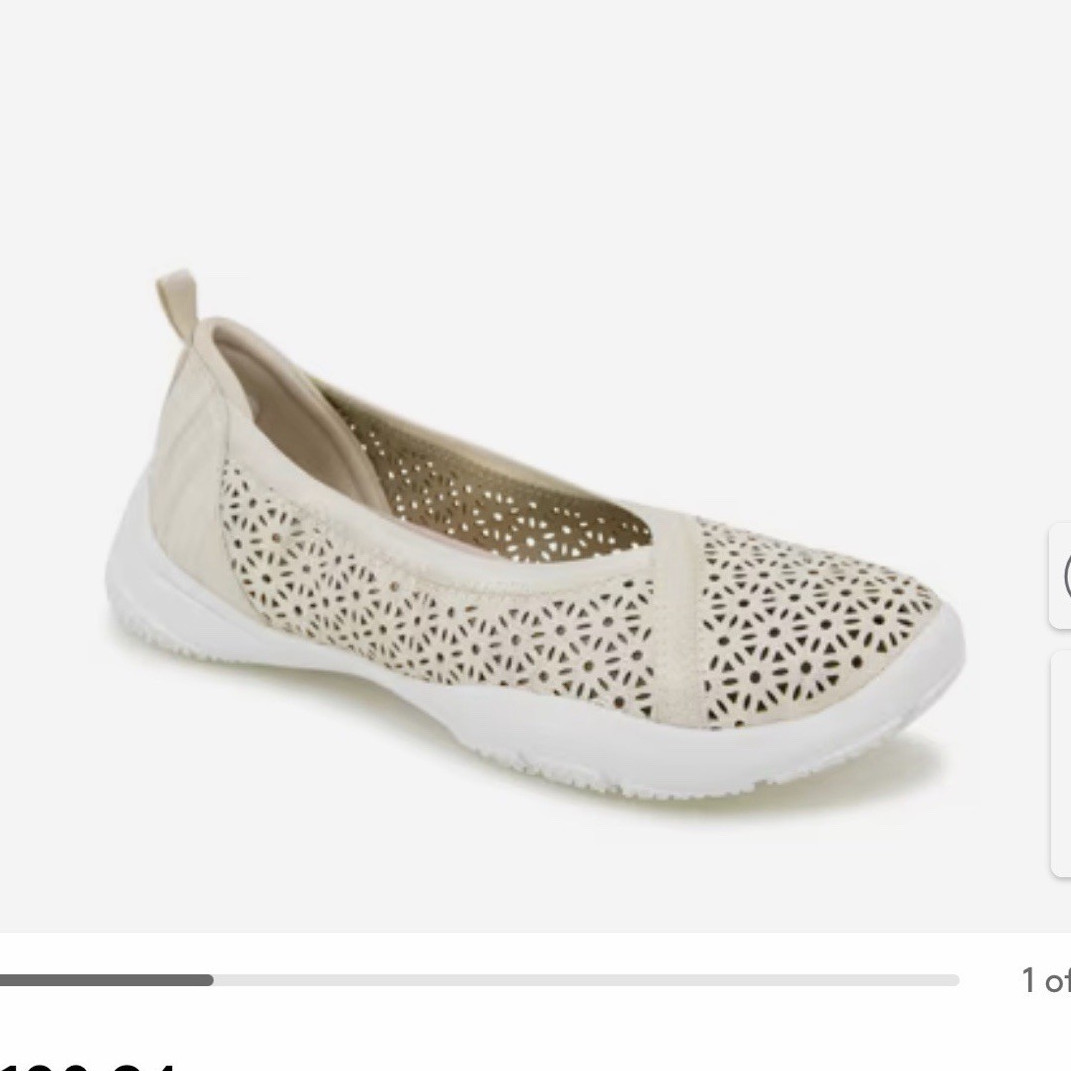 JBU Emma Women’s Cream Textile Slip-On Casual Shoes Cushioned Comfort 8.5 M