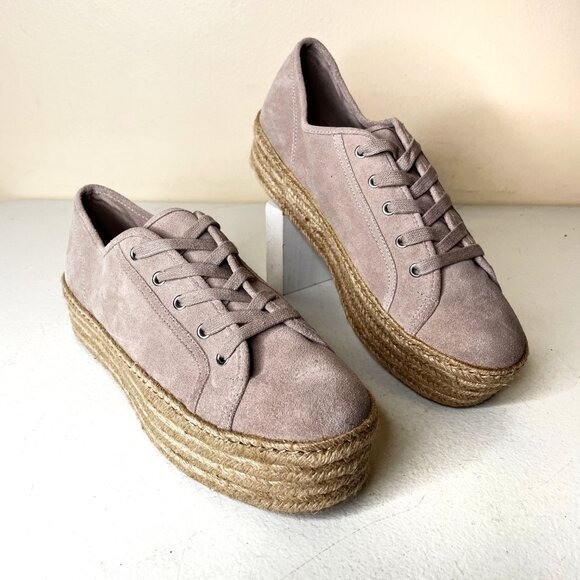 Steve Madden Hampton Tan Suede Platform Espadrille Sneakers Size 10