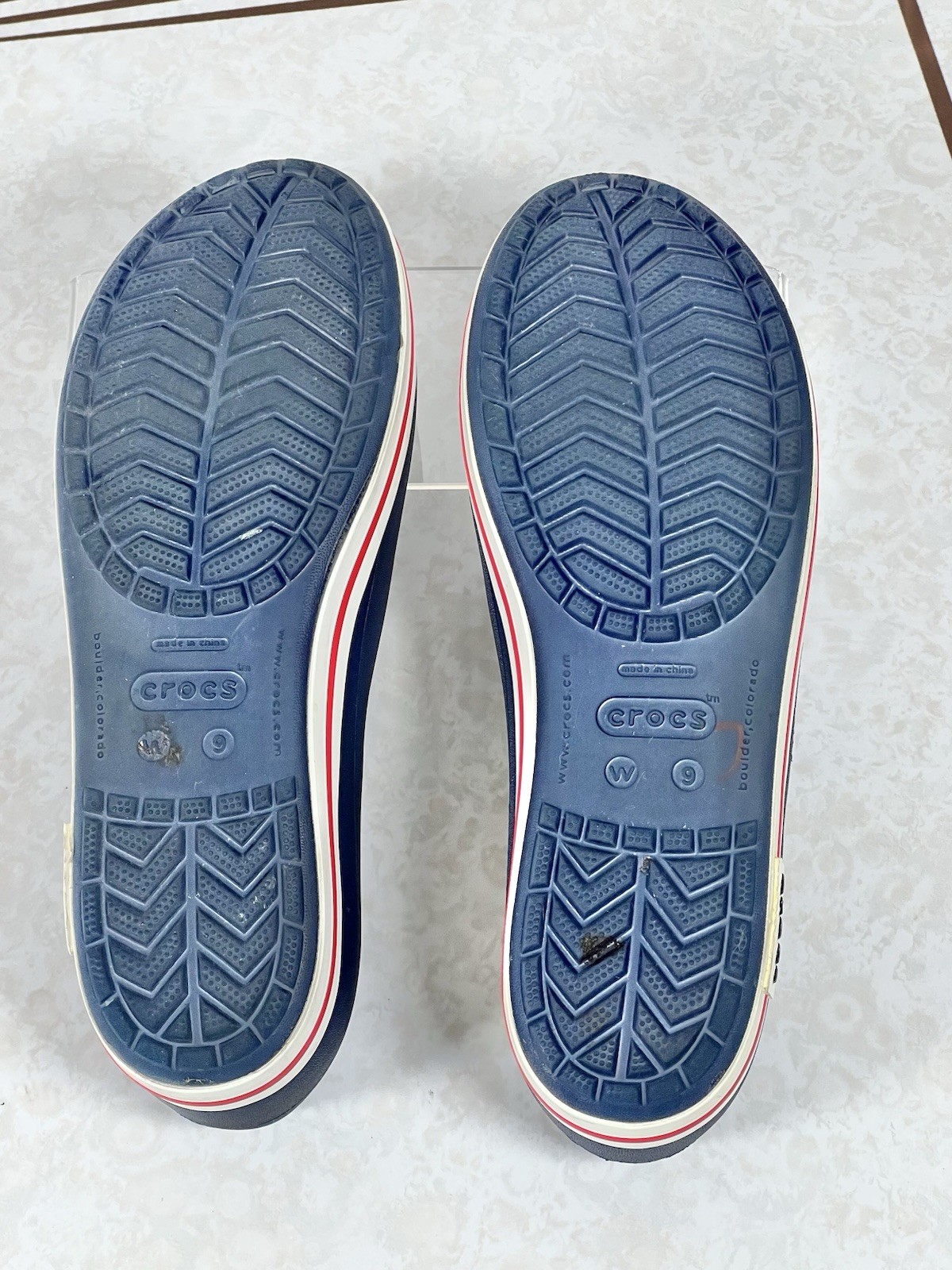 Crocs Crocband Navy Blue White Red Ballet Flats Footwear Women’s Size 9 W