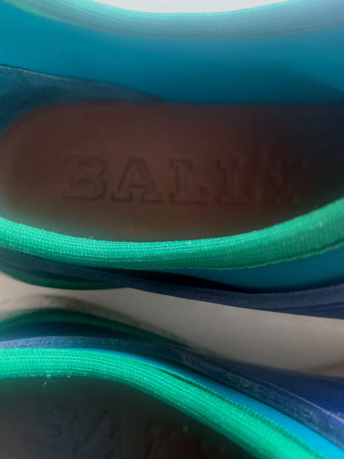 BALLY Sneakers 6 AVELLE Neoprene Runner Azure Turquoise Navy Lace Up Low 36.5EU