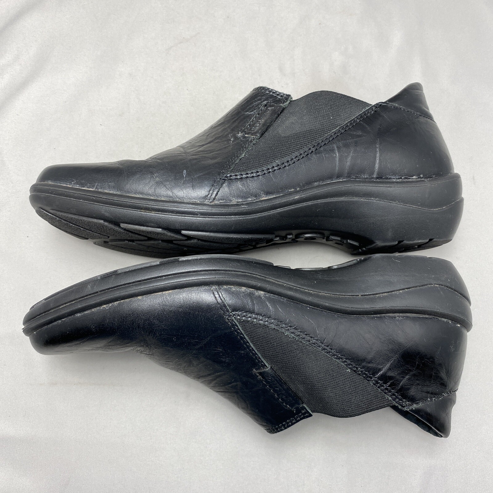 Romika Cassie Shoes US 37 EU 6.5 Loafers Black Leather Comfort Slip On Elastic