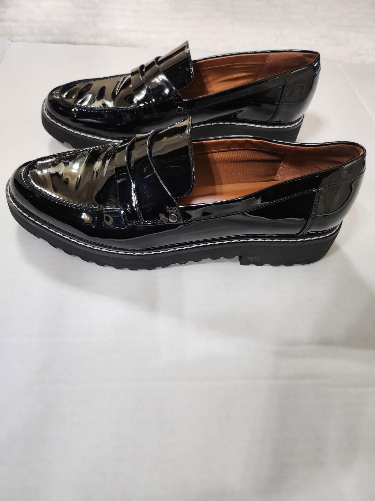 Franco Sarto Cassandra Black Patent Leather Women’s Shoes 9M Penny Loafer