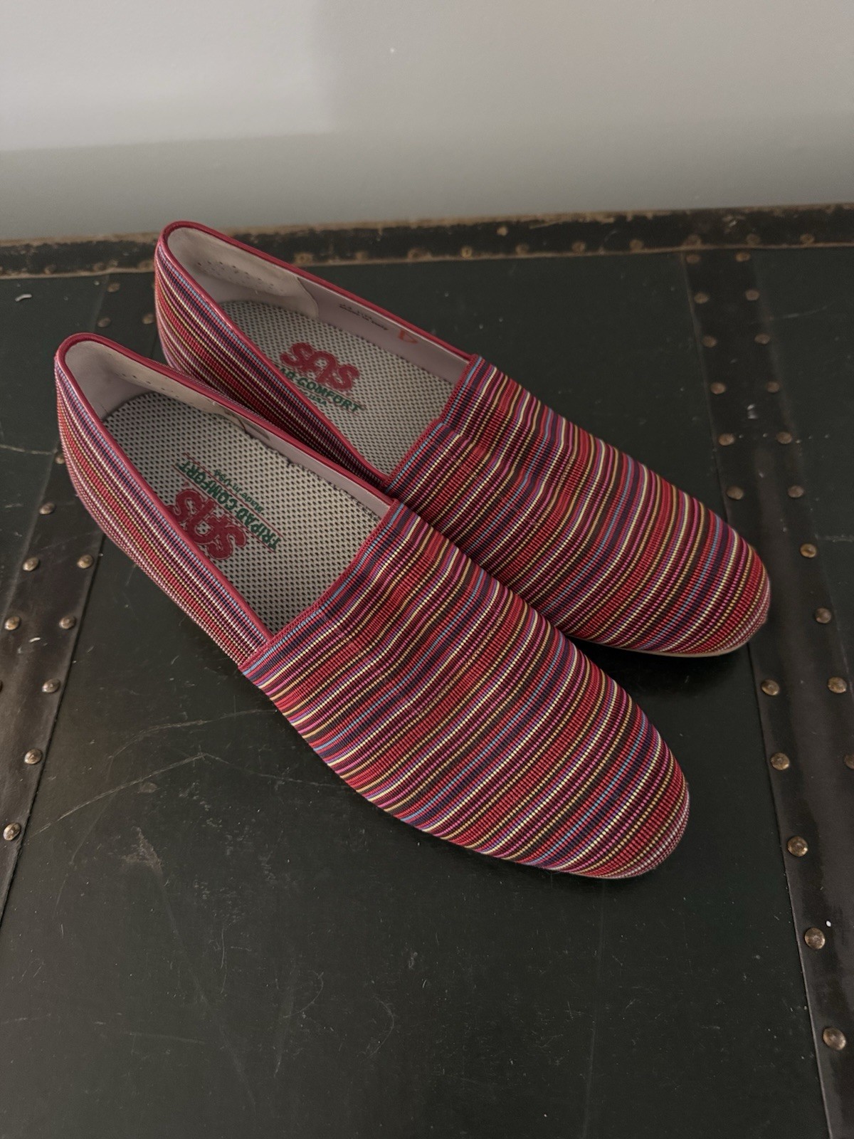 SAS Becky Red Stripe Wedge Jute Wrapped Espadrille 11 made in ITALY