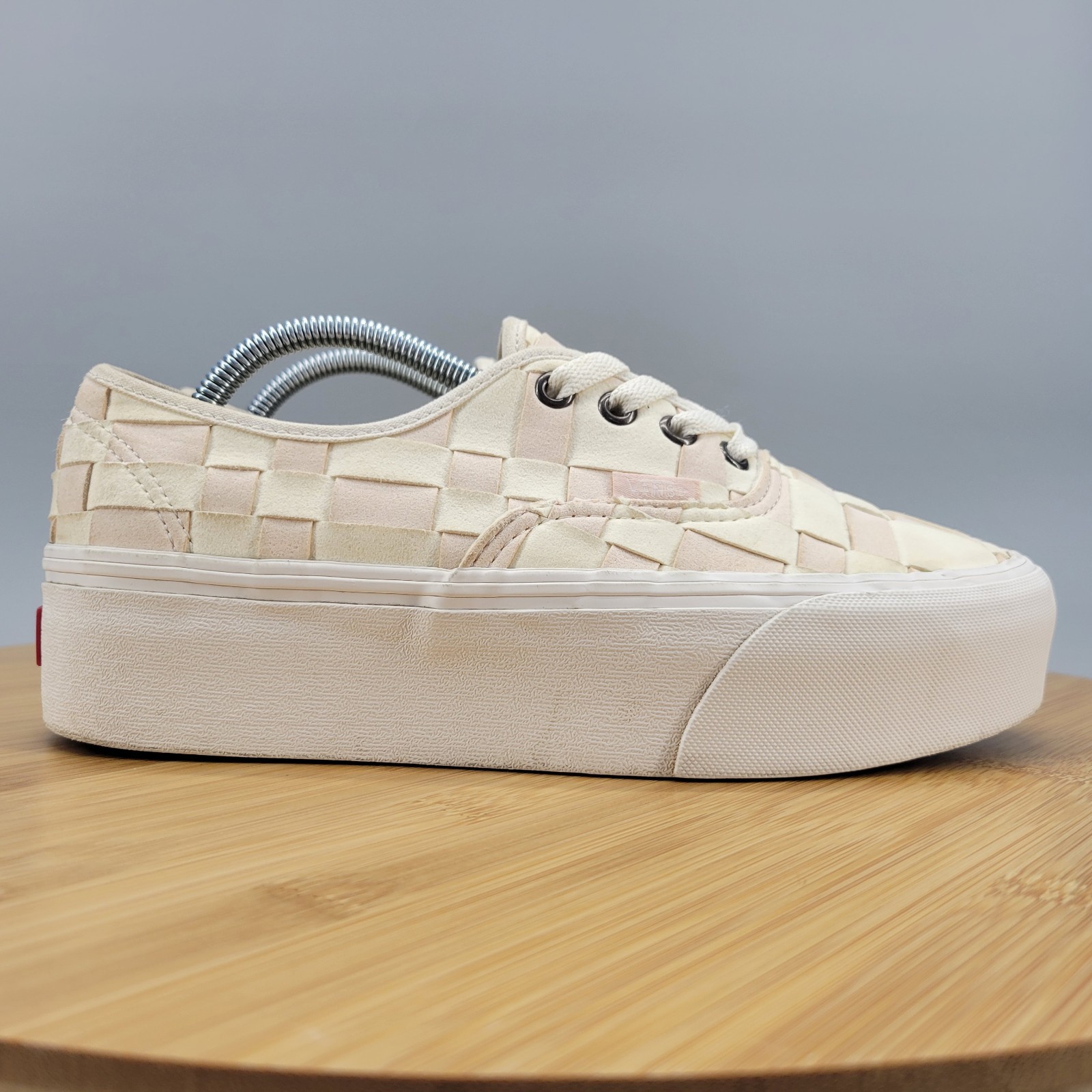 Vans Authentic Stackform Womens Size 7.5 Woven Check Pink Cream Platform Shoes