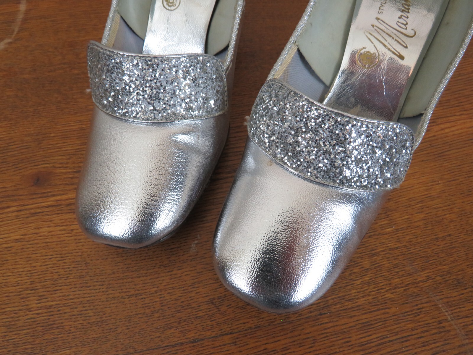 Vintage Marrantine High Heel shoe Silver Cinderella Size 6.5