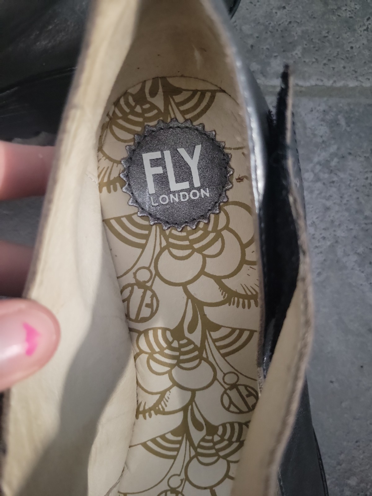 Fly London Yasi Womens Size US 10.5-11 Pewter Mary Jane Wedge Shoes *New, No Box