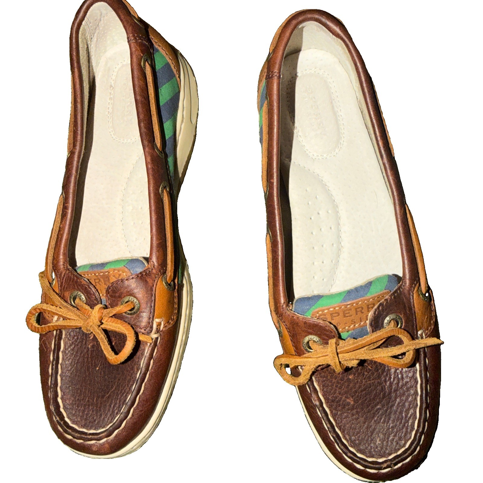SPERRY TOP-SIDER Womens Angelfish Boat Shoes Sz 7.5 Leather Plaid Loafers