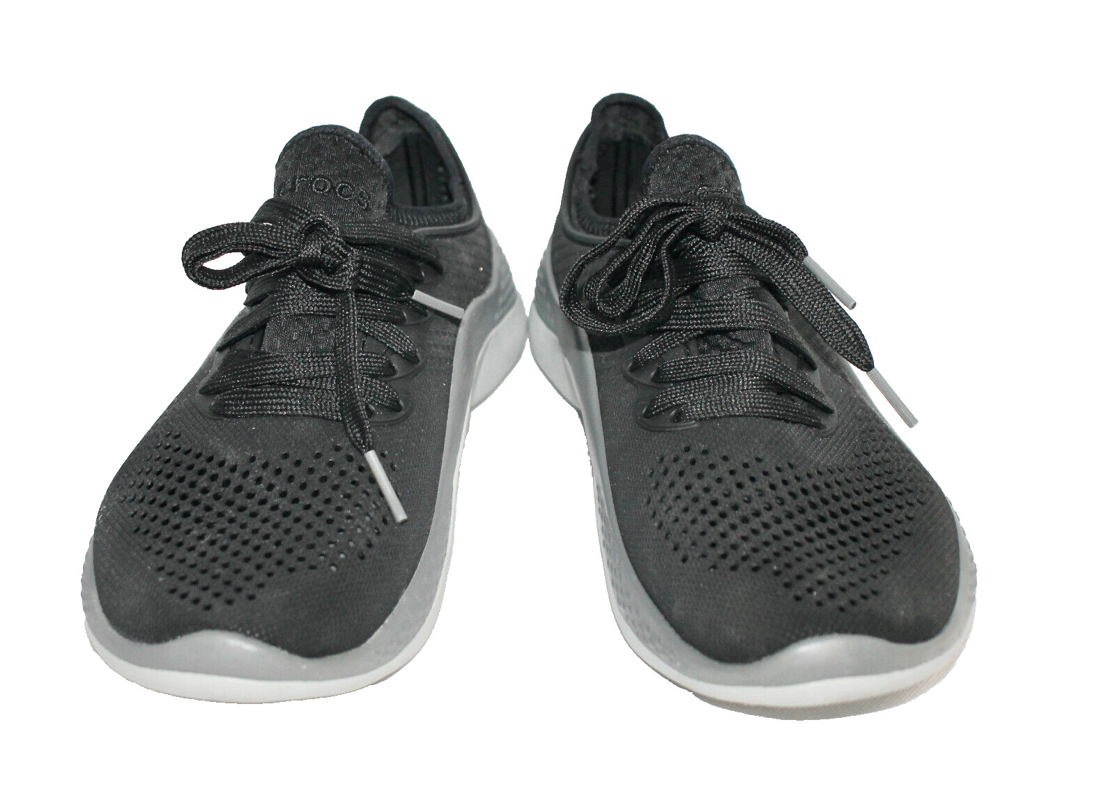 CROCS Women’s LiteRide Pacer Perforated Sneaker Size 7 Black Gray Lace-Up
