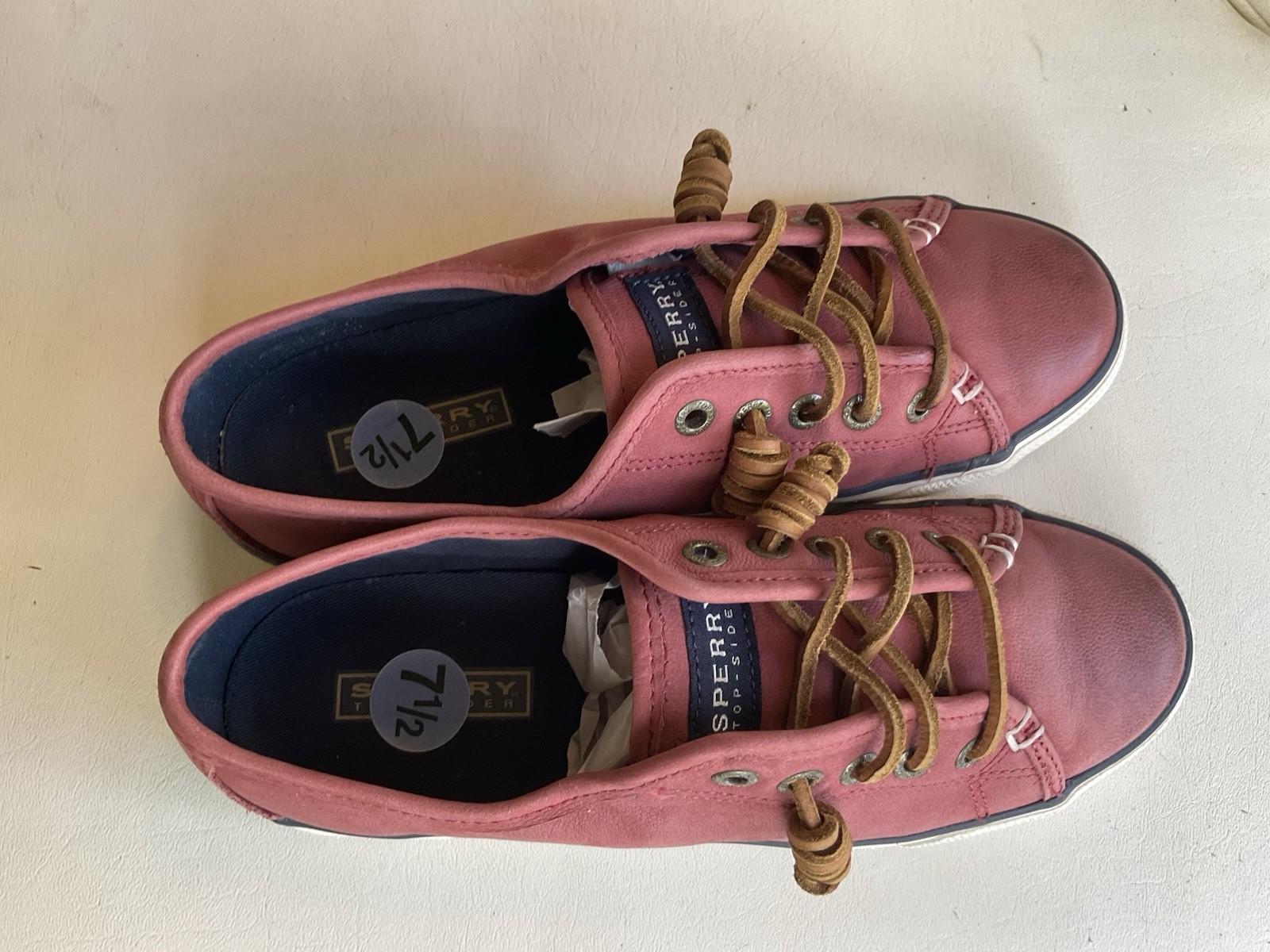 Sperry Top-sider Sea Coast Pink Salmon LeatherBoat shoes Sneakers Womn’s Sz. 7.5